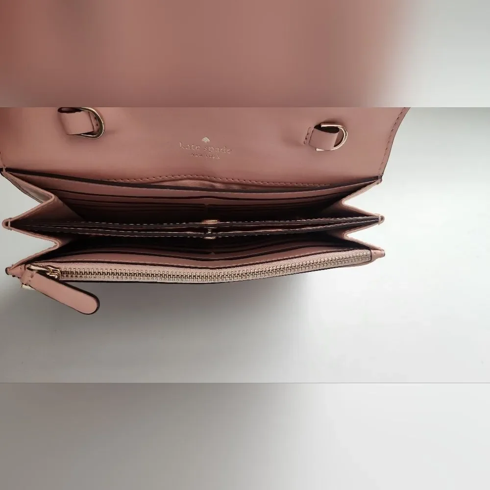 🌸Kate Spade Smooth Leather Clutch Large Wallet -Soft Pink